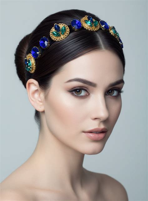 Gold Plated Blue And Green Color Hairband – ORNAMAAS