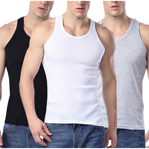 CHEEREAM Men's Undershirts Crew Neck Cotton ComfortSoft Sleeveless ...