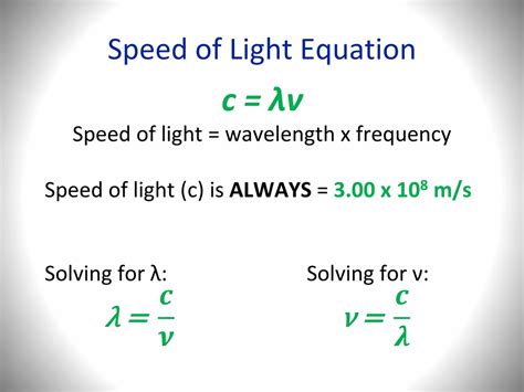 Velocity Of Light Formula