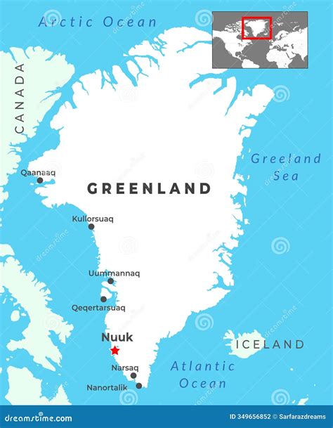 Greenland Political Map. Low Detailed. Cartoon Vector | CartoonDealer ...
