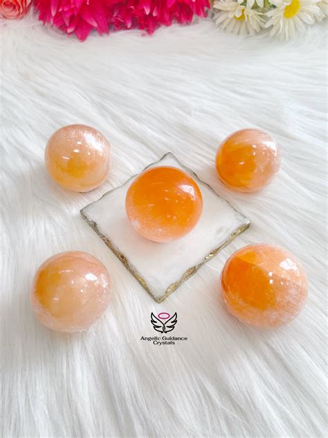Orange Selenite Sphere – Angelic Guidance Crystals