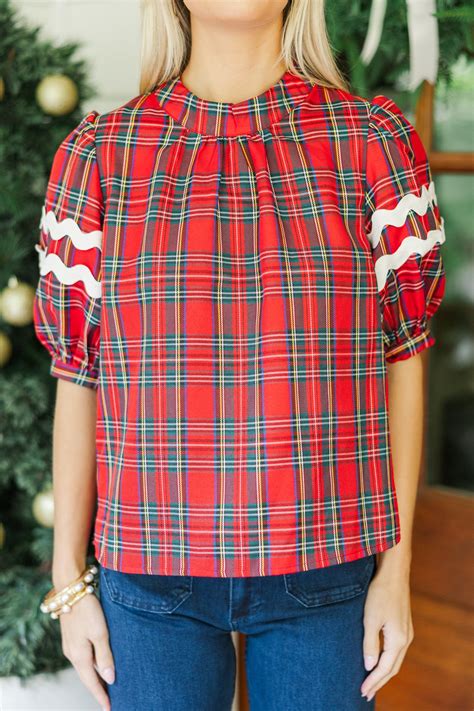 Jump At The Chance Red Tartan Plaid Blouse – Shop the Mint