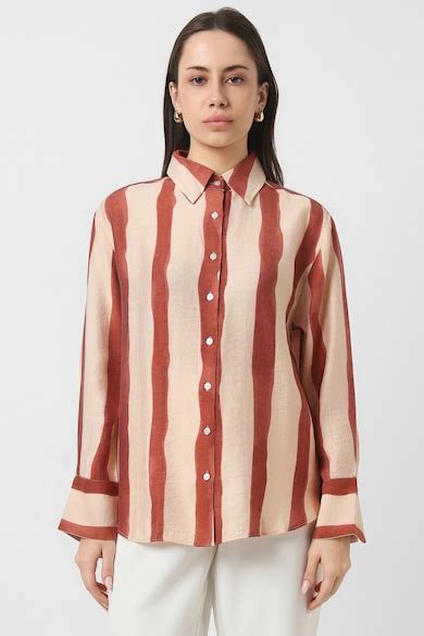 Buy Women Beige Stripe Long Sleeves Casual Shirt Online - 39894303 ...