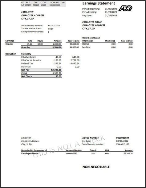 ADP Paystub/custom Pay Stubs Pdf/earnings Statement/check - Etsy Canada