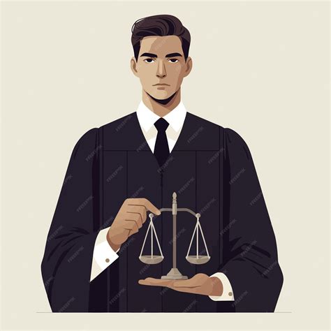 Ilustración de un juez sosteniendo la balanza de la justicia | Vector ...