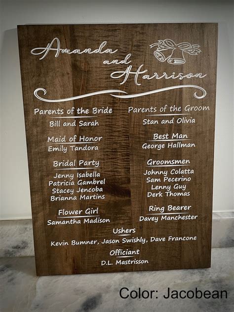 3D Personalized Wedding Party Sign - 12" X 18" Carved Wooden Bridal ...