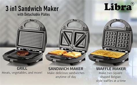 Buy Libra 3 in 1 Sandwich Maker | Grill, Toast & Waffle Maker | 750W ...