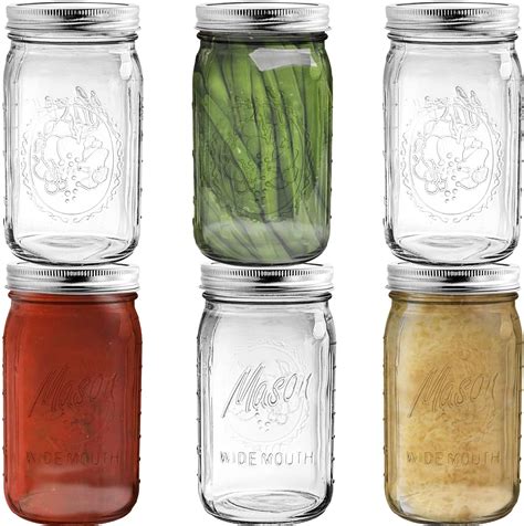 Amazon.com: Wide Mouth Mason Jars 32 oz - (4 Pack) - Ball Wide Mouth 32 ...