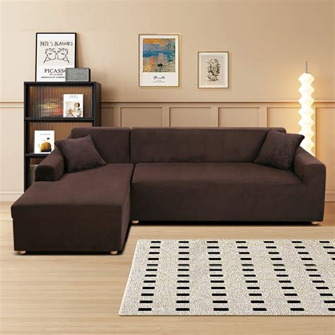 Latitude Run® Thick Velvet L-Shaped Sofa Cover - Sectional Sofa Cover ...