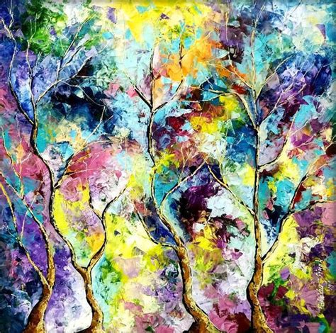 "Colors Of Nature 2": Blue Violet Oil Painting by Bahadur Singh ...