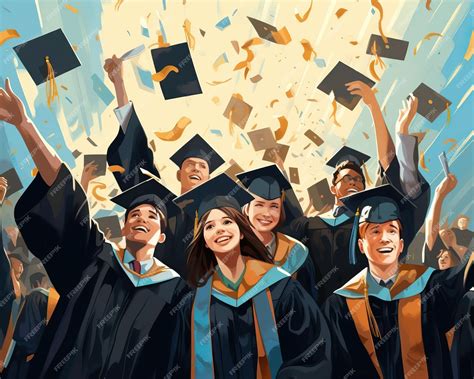 Premium Photo | A graduation ceremony with students in caps and gowns proudly holding their diplomas
