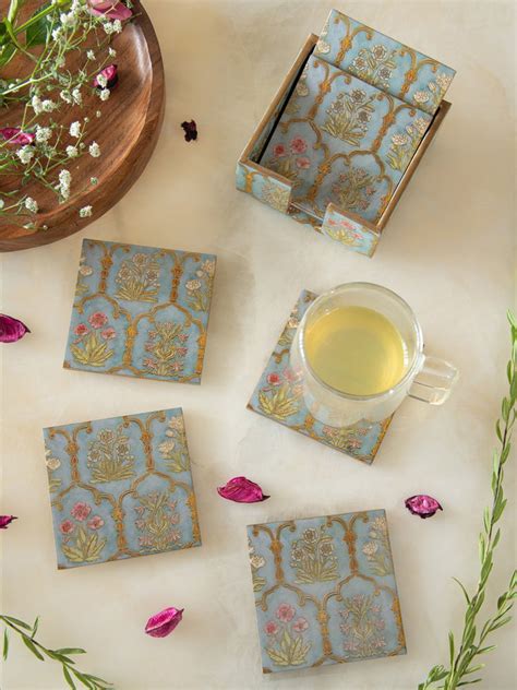 Buy Wooden Tea Coaster Set of 6 Online at the Best Prices- Luxehome