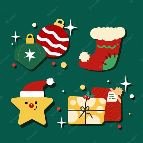 Premium Vector | Cute christmas clipart elements collection