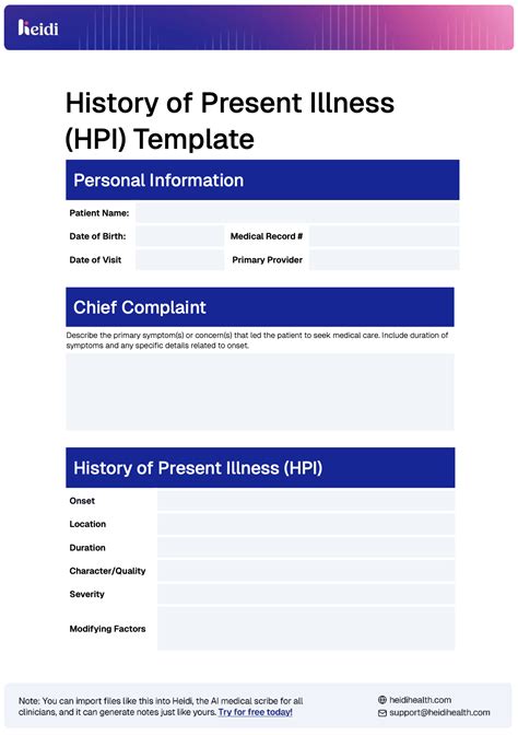HPI Template with Examples - Heidi Health | Heidi AI