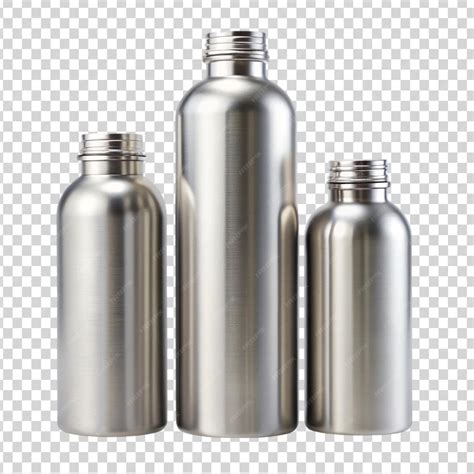 Three silver water bottles on transparent background | Premium AI ...
