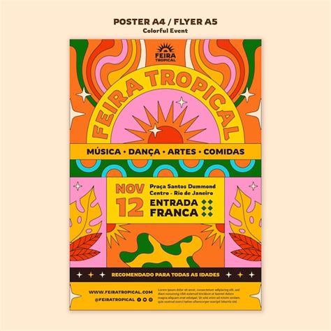 Colorful design poster template | Premium PSD