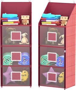 Heart Home Pack of 2 Hathkadi Folding 4 Compartments Hanging Almirah ...