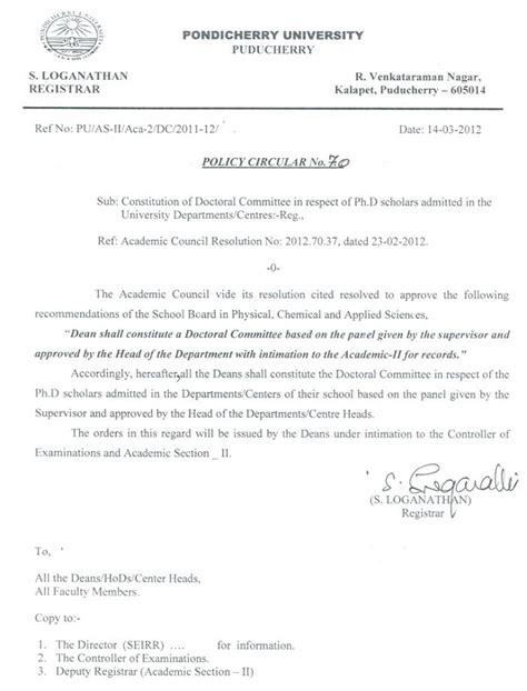 Constitution of Doctoral Committee in respect of Ph.D scholars ...