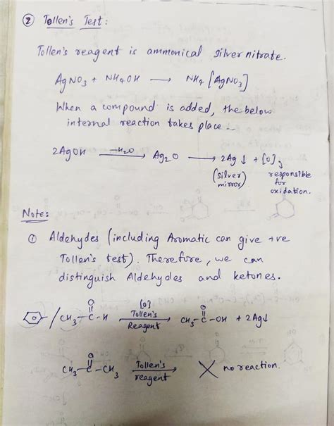 16. What is Tollen's reagent? Give equation for the reduction action of ...