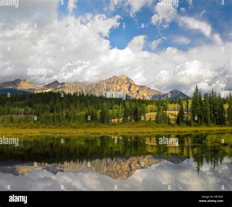 Pyramid Mountain and Cottonwood Slough, Jasper National Park, Alberta ...