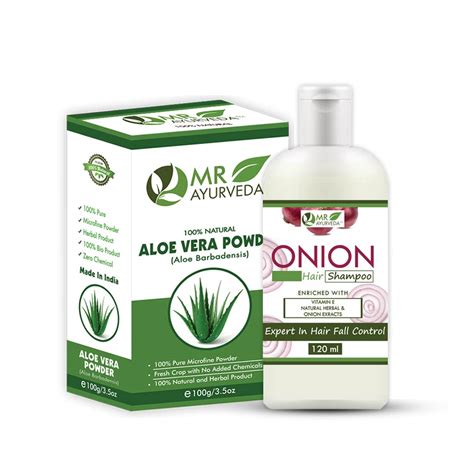 Buy MR Ayurveda Aloe Vera Powder & Onion Shampoo for Hair - Set of 2 ...