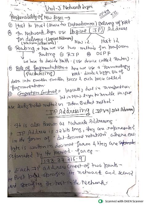 Unit-3 Class Notes: Network Layer Responsibilities and IP Addressing ...