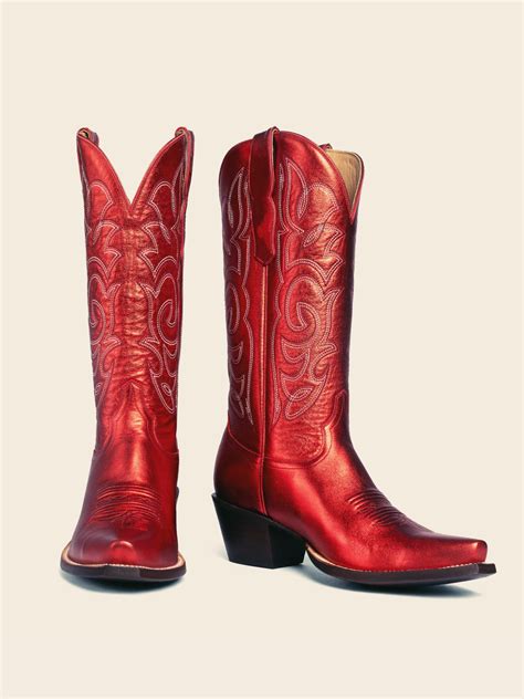Metallic Red Embroidered Snip-Toe Wide Mid Calf Western Boots – Fuchsia ...