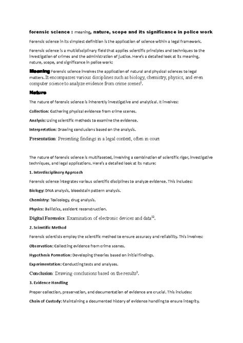 Forensic science - Forensic science is a multidisciplinary field that ...