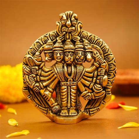 Buy Ekhasa 100% Pure Brass Panchmukhi Hanuman (Size: 10 cm ...