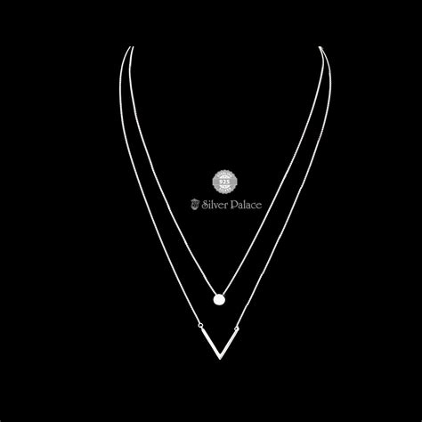 92.5 Sterling Silver Pritti Chain With V Shape Pendant Chain For Girls ...