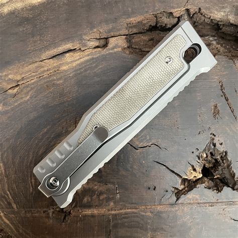 Reate EXO M T/E Gravity Knife Titanium Handle w/ Green Micarta Inlay ...