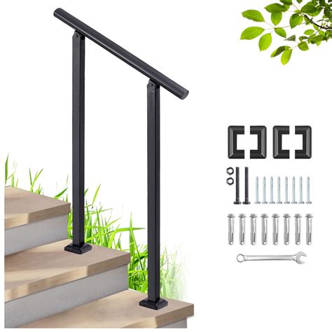 SDNBHT Handrails for Outdoor Steps Black Wrought Iron Outdoor Handrails ...
