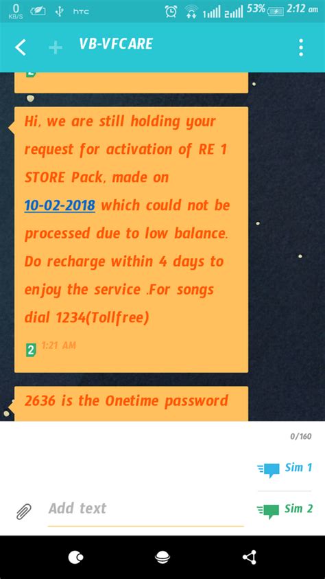 Vodafone India — re 1 store pack is activated on my number [protected] w