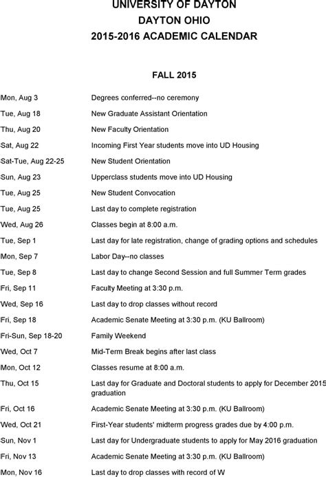 University Of Dayton 2025 2026 Academic Calendar
