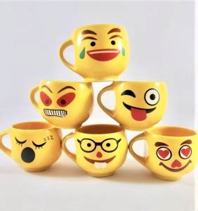 Ceramio Pack of 6 Ceramic Smiley emoji premium tea coffee cups Price in ...