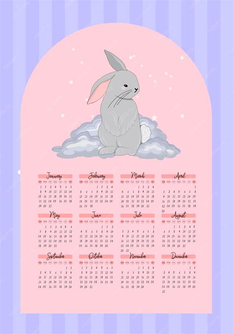 Kalender 2023 met schattige konijnen kinderposter Jaar van de kat en ...