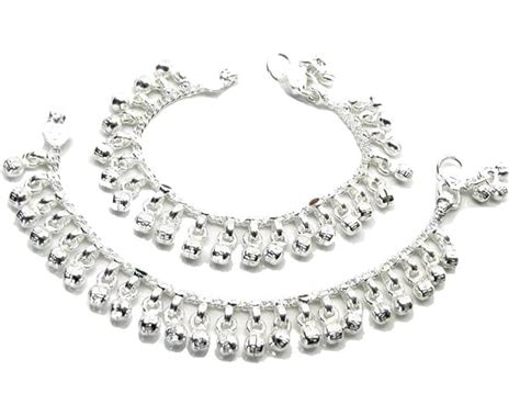 SMARNN Silver Plated Anklets Ghungroo for Baby Girls (0-3 Years) (White ...