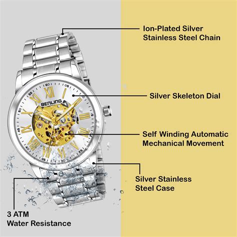 Benling Automatic Skeleton Mechanical Watch for Men | Self-Winding Mov