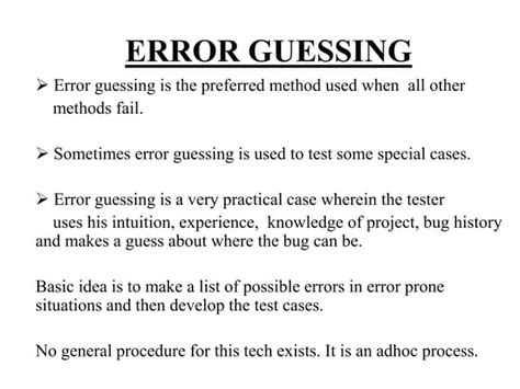 Image result for Error Guessing Testing Technique Example