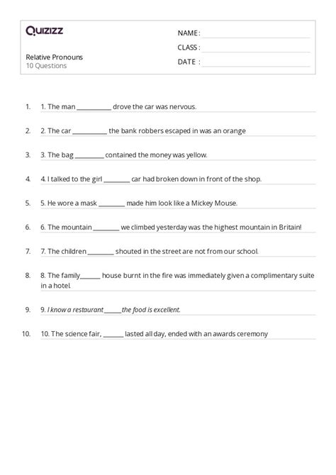 50+ Relative Pronouns worksheets for 8th Class on Quizizz | Free ...