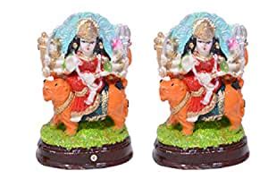 Buy Polyresin Small Sherawali MATA Idol for Mandir Pooja Set of 2 ...
