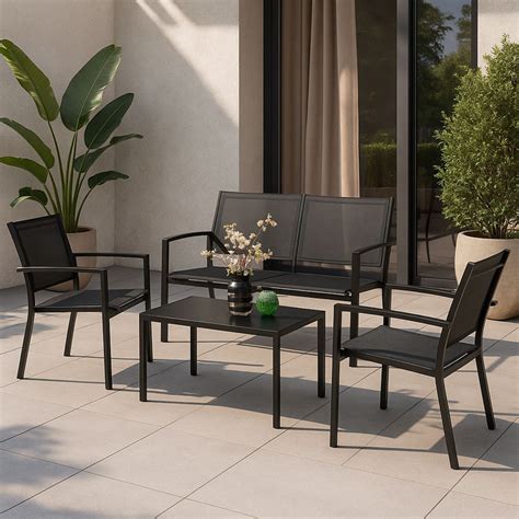 Baštenska garnitura set dvosed+stolice+sto crna Milano 24-SA01901