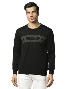 Raymond Striped Round Neck Casual Men Black, Grey Sweater - Buy Raymond ...