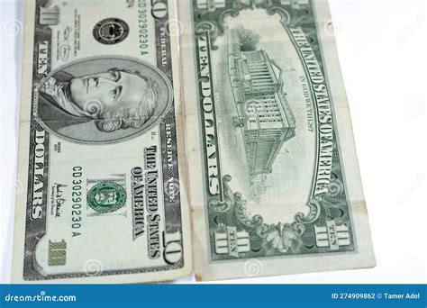Old 10 $ Ten American Dollars Bills Banknote Features the Portrait of ...
