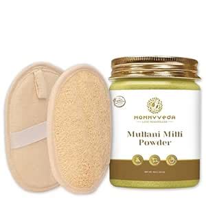 Mommyveda Multani Mitti Powder & Oval Shape Bathing Loofah Combo Pack ...