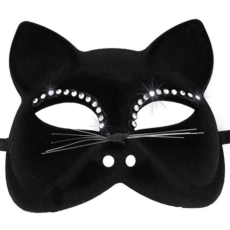 Venetian Black Cat Mask - Masquerade Costume Half Face Eye Mask for ...