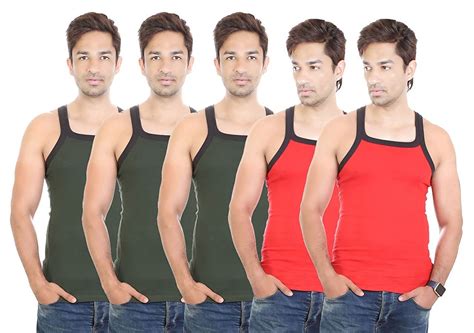 Buy BODYSENSE Green & Red Men's Gym Vest (Pack of 5) at Amazon.in