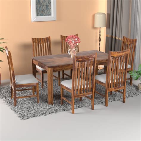 Toronto Sheesham Wood 6 Seater Dining Set in Honey Finish– WOODPEEL ...