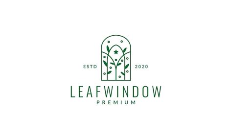 Fensterlinie mit Blattpflanzenlogo-Vektorsymbol-Illustrationsdesign ...