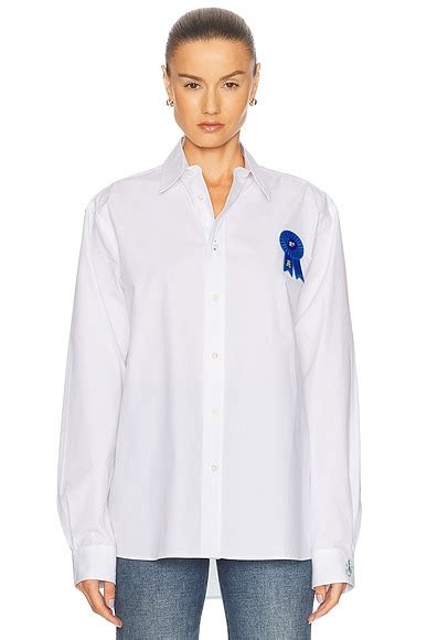 JW Anderson Rosette Patch Classic Shirt in White | FWRD